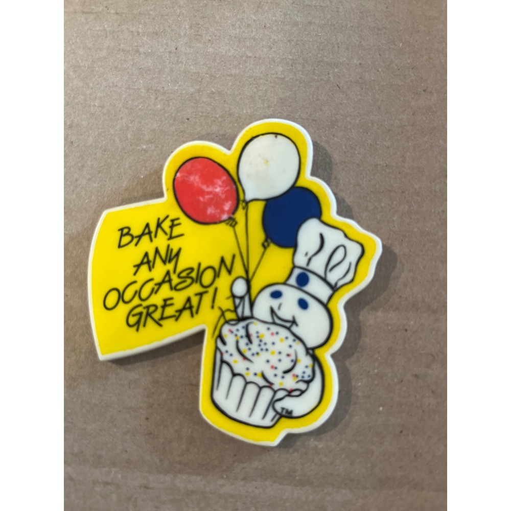 Vintage 1991 Pillsbury Doughboy Magnet Bake Any Occasion Great Cupcake Balloons